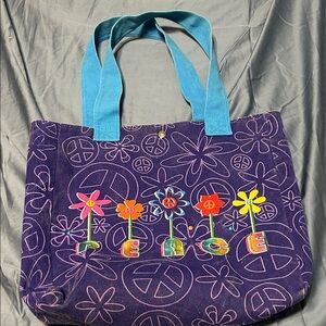 Purple Floral Peace Tote Bag